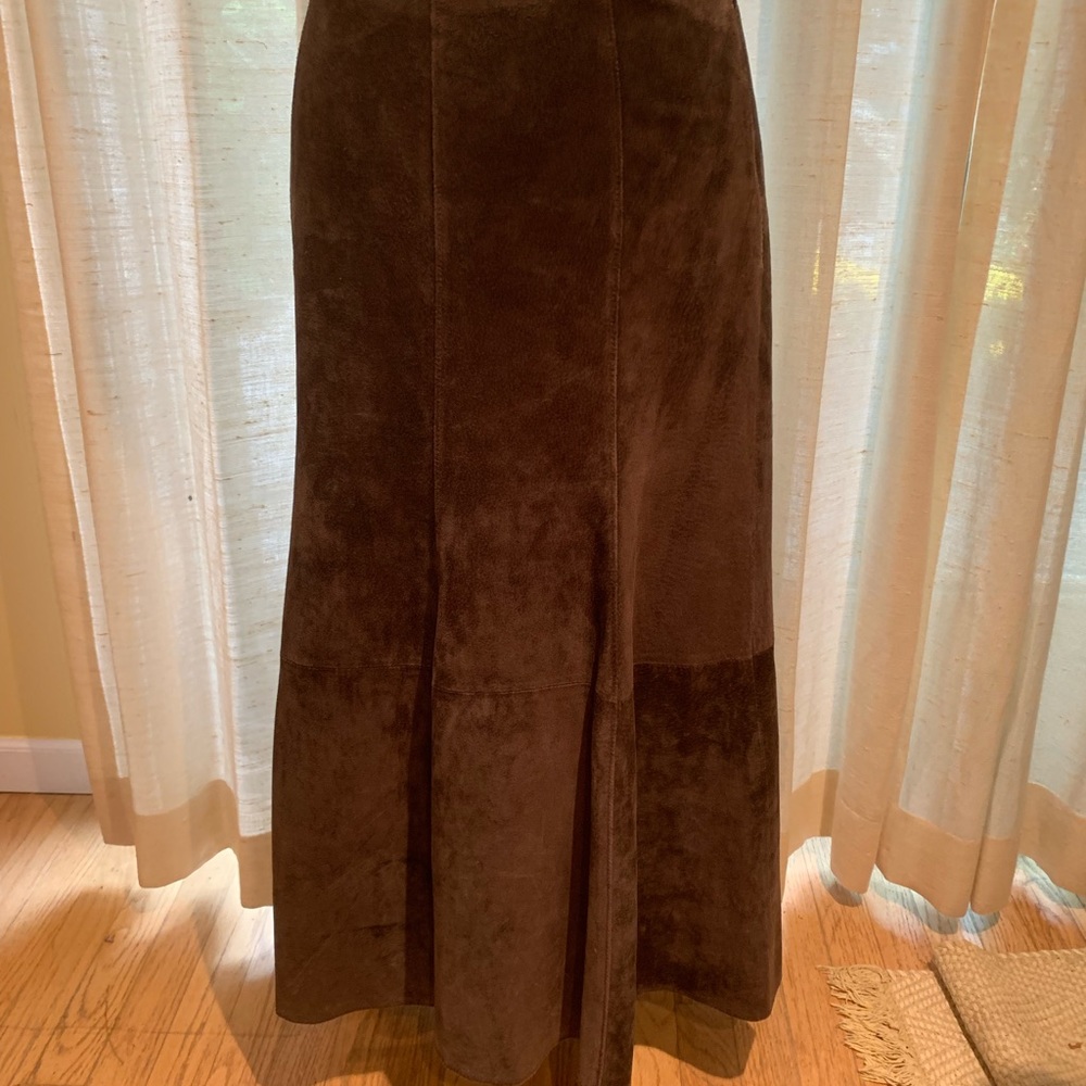 Worth chocolate brown suede / leather skirt